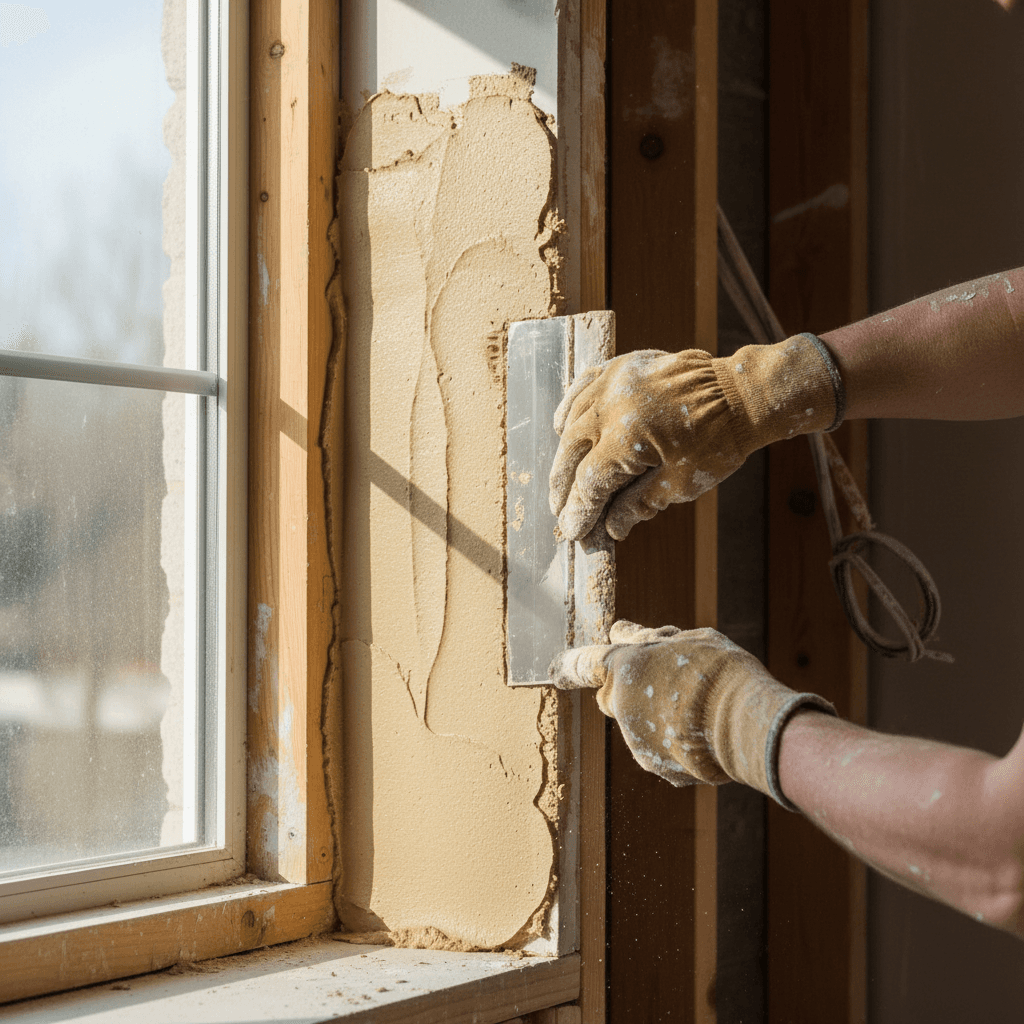 Drywall repair with putty knife application