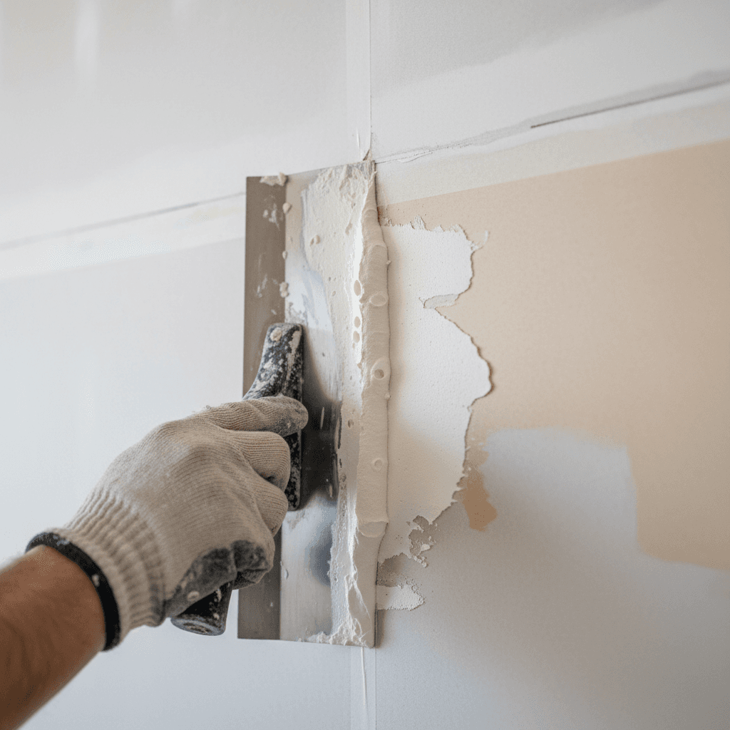 Expert application of drywall tape and joint compound on wall seams